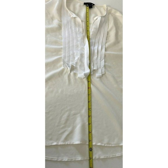 J Crew Sheer Ivory & White Sleeveless Career Blouse Ruffle Front Womens Size 2 - Picture 7 of 7